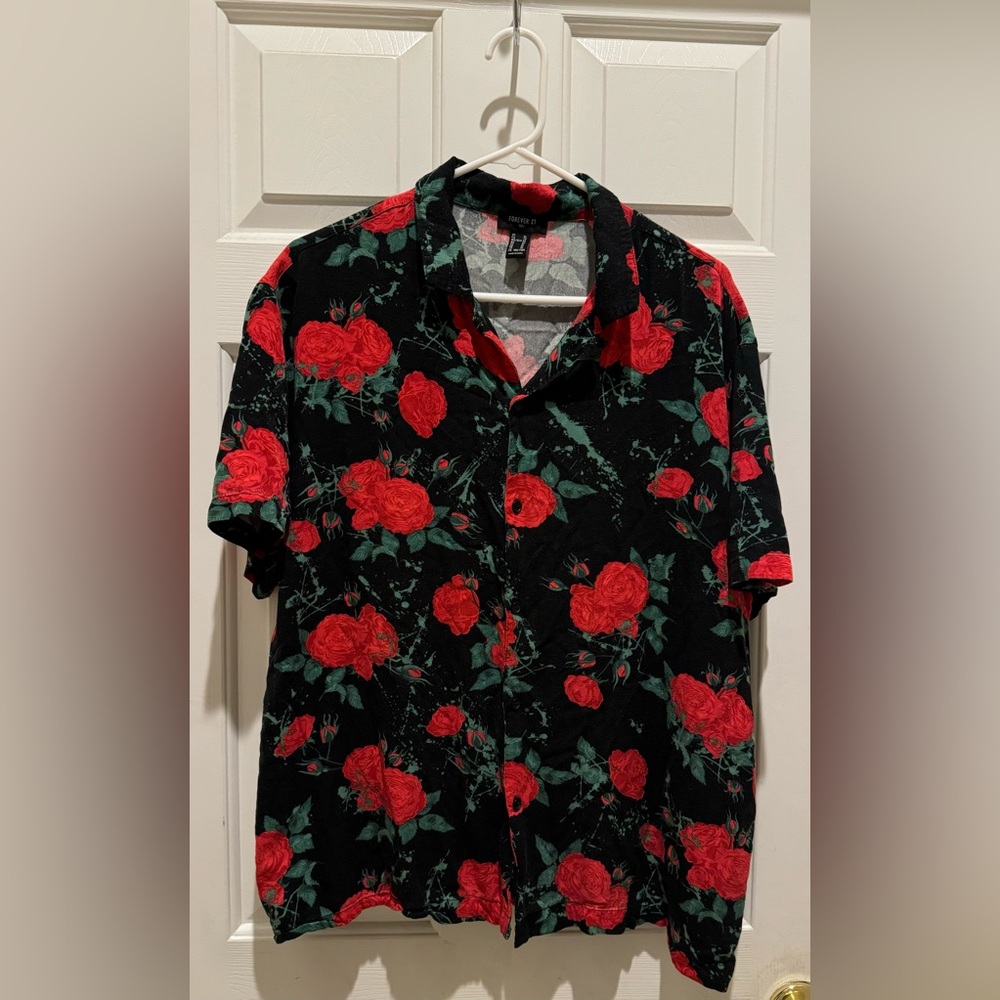 Floral Black and Red Men's Shirt